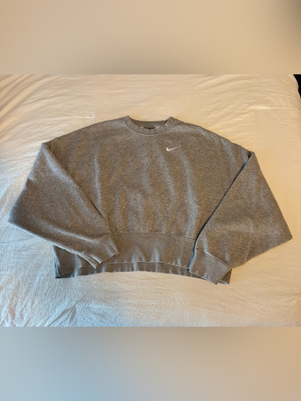 Nike Gray Cropped Oversized Crewneck Sweatshirt